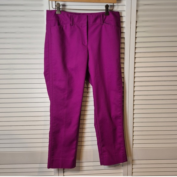 White House Black Market Purple Pink Slim Ankle Pants 8R Stretch Career Trousers - Picture 2 of 11